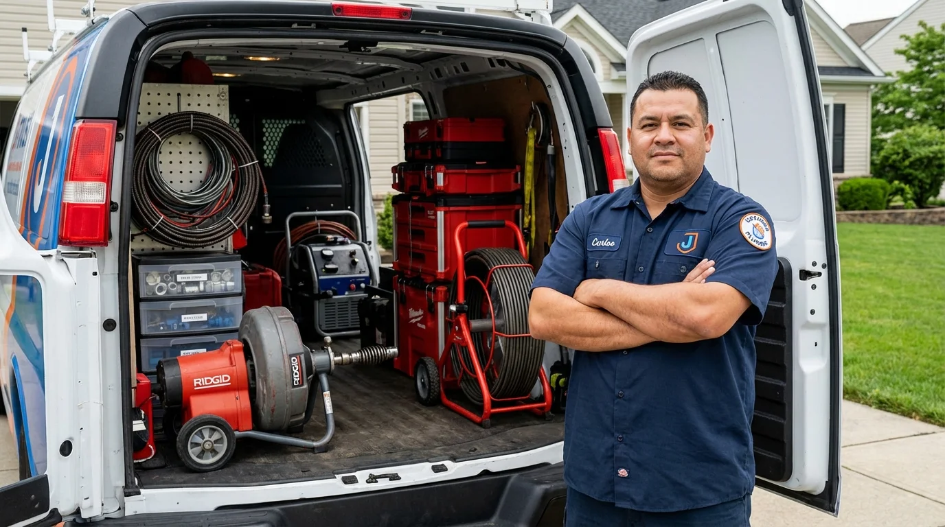 Professional drain cleaning equipment and Johns Plumbing LLC plumber in Patten